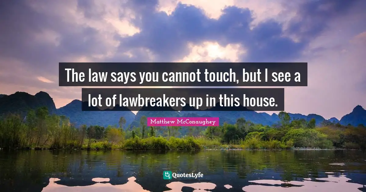 The law says you cannot touch, but I see a lot of lawbreakers up in this house.