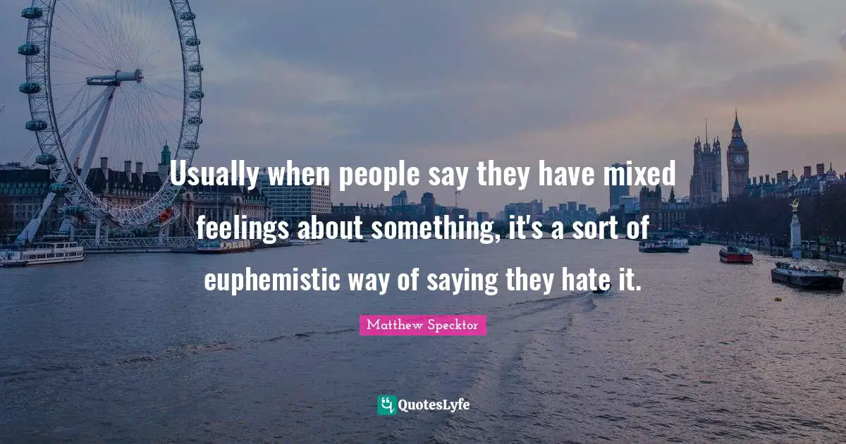 Usually when people say they have mixed feelings about something, it's a sort of euphemistic way of saying they hate it.