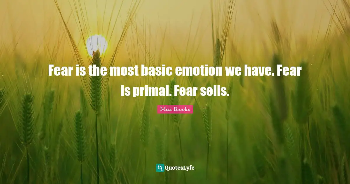 Fear is the most basic emotion we have. Fear is primal. Fear sells.