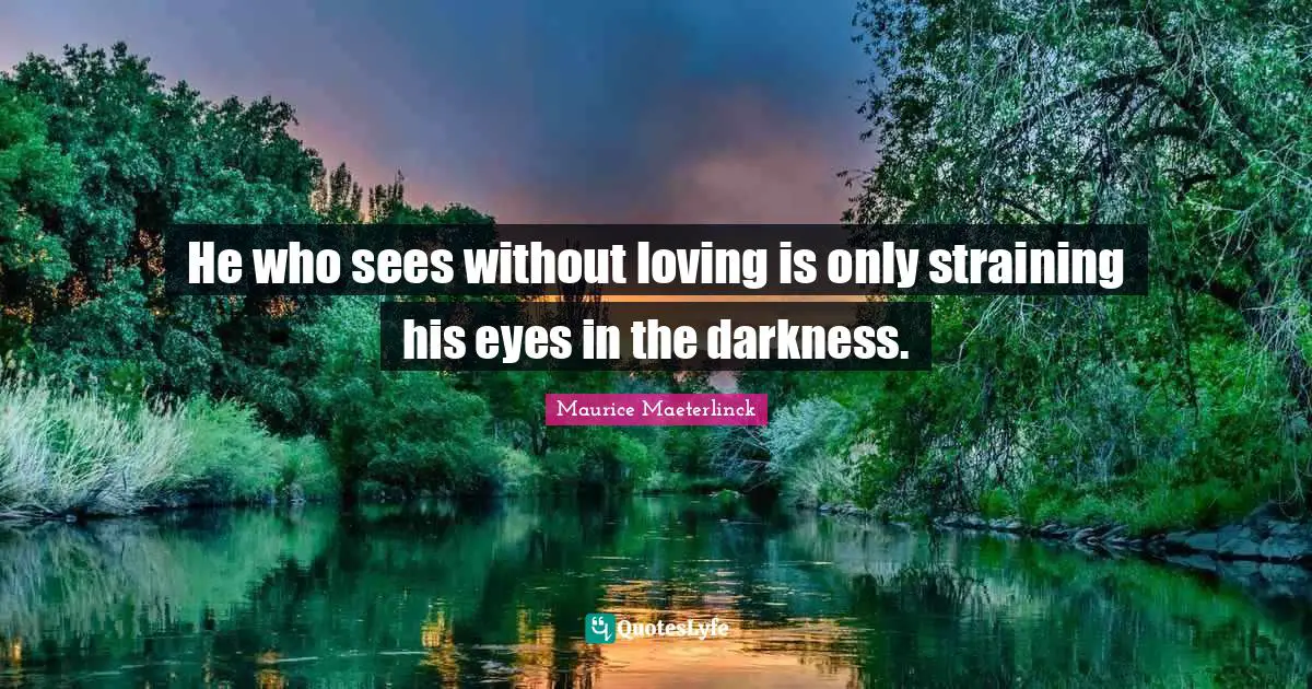 He who sees without loving is only straining his eyes in the darkness.