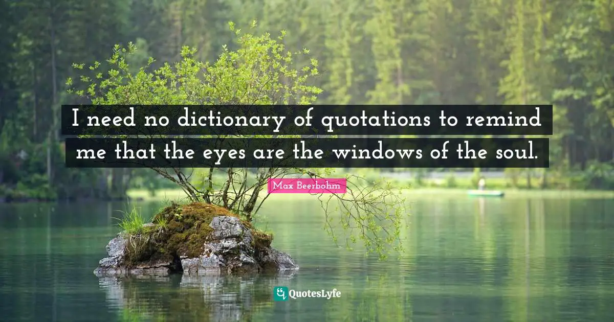 I need no dictionary of quotations to remind me that the eyes are the windows of the soul.