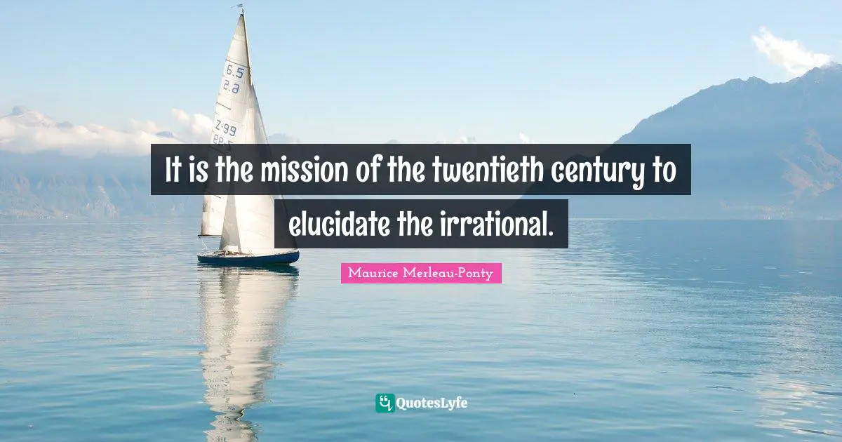 It is the mission of the twentieth century to elucidate the irrational.