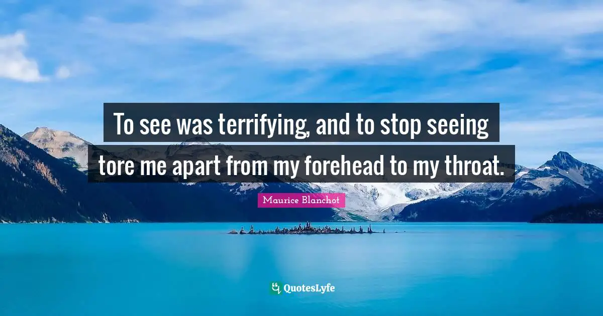 Throat Quotes: "To see was terrifying, and to stop seeing tore me apart from my forehead to my throat."