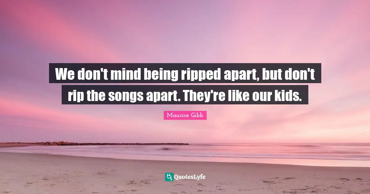 We don't mind being ripped apart, but don't rip the songs apart. They're like our kids.