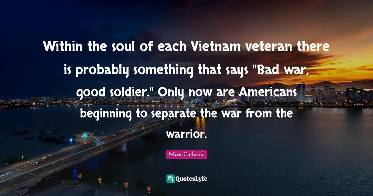 Max Cleland Quotes: Within the soul of each Vietnam veteran there is probably something that says 