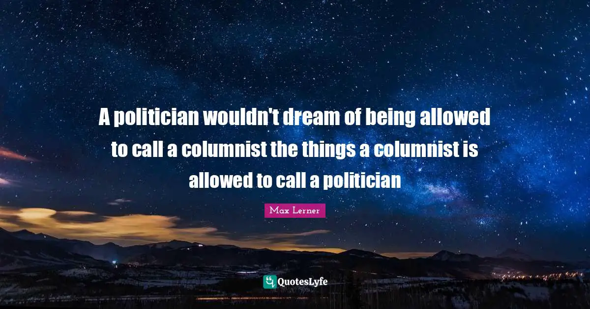 A politician wouldn't dream of being allowed to call a columnist the things a columnist is allowed to call a politician