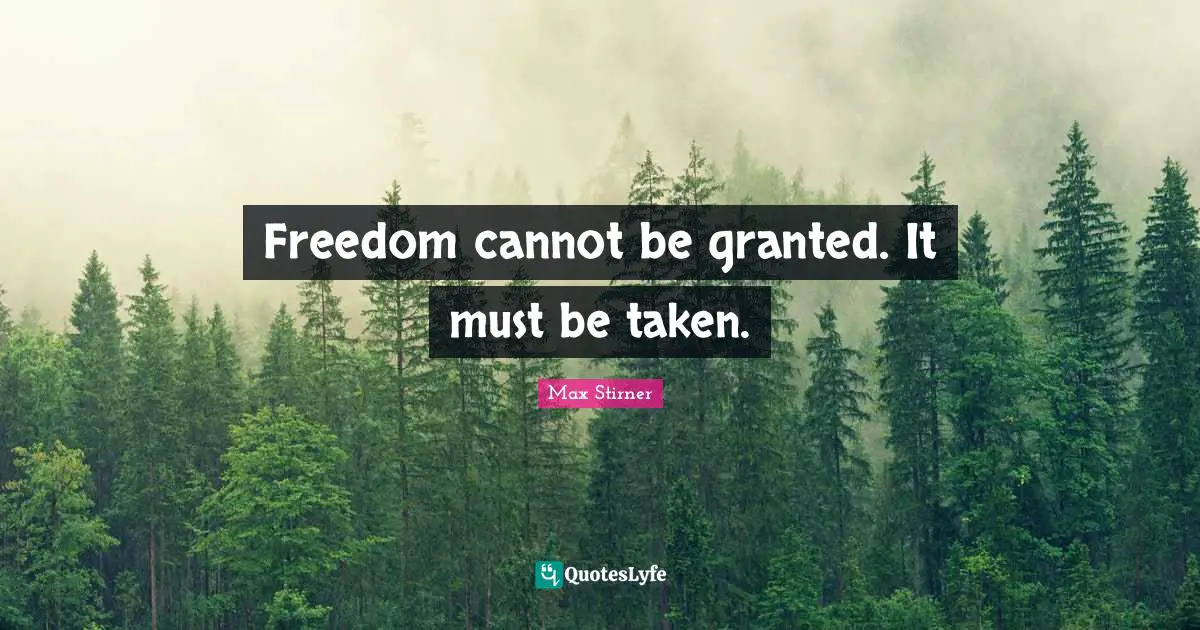 Freedom cannot be granted. It must be taken.