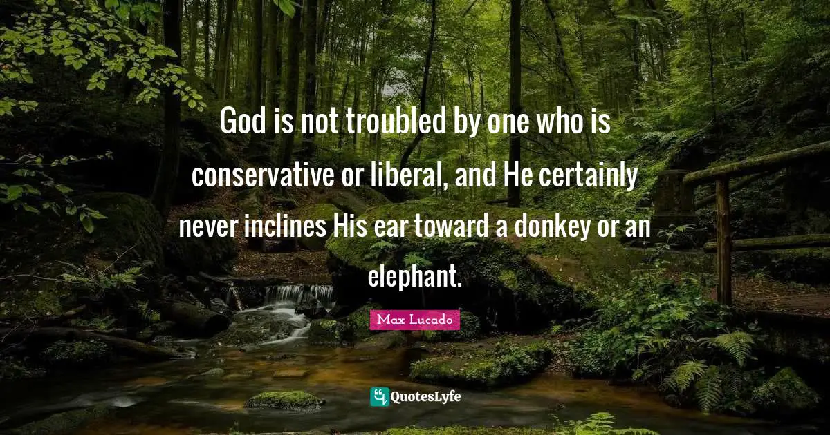 God is not troubled by one who is conservative or liberal, and He certainly never inclines His ear toward a donkey or an elephant.