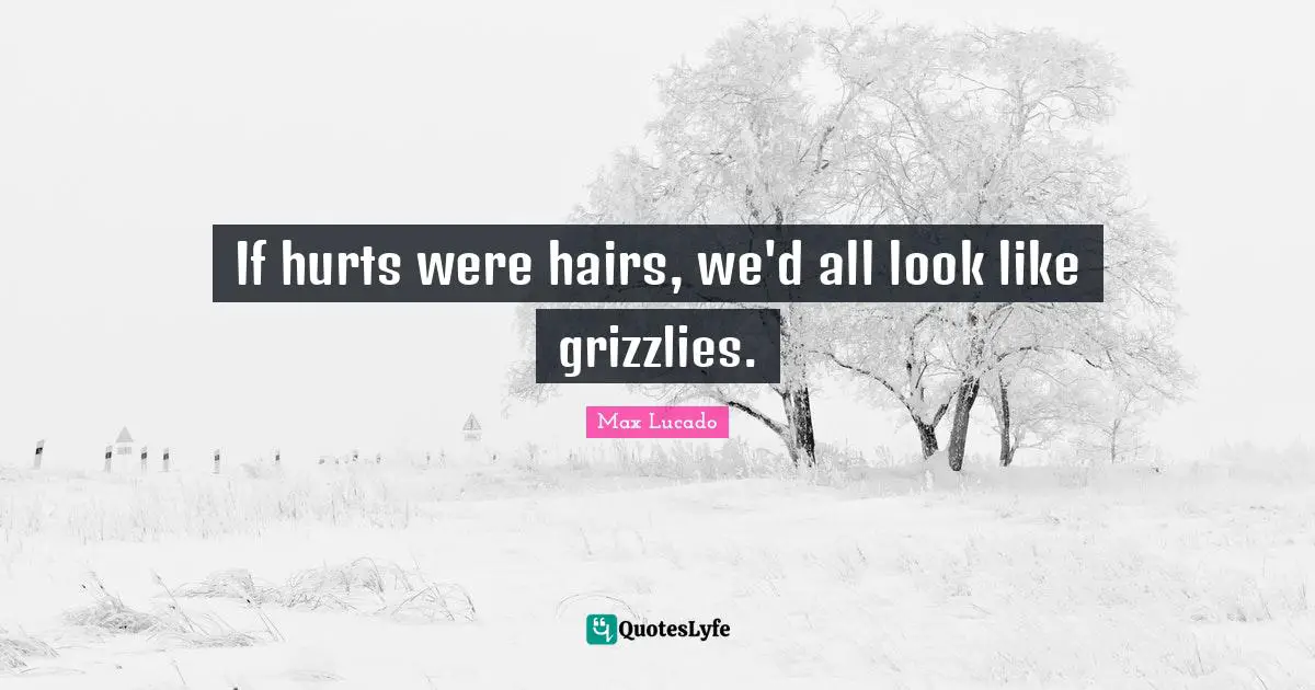 If hurts were hairs, we'd all look like grizzlies.
