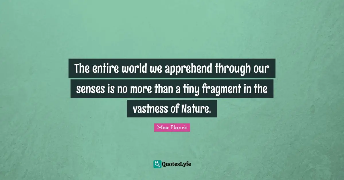 The entire world we apprehend through our senses is no more than a tiny fragment in the vastness of Nature.
