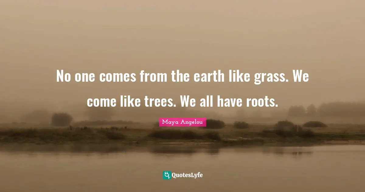 No one comes from the earth like grass. We come like trees. We all have roots.