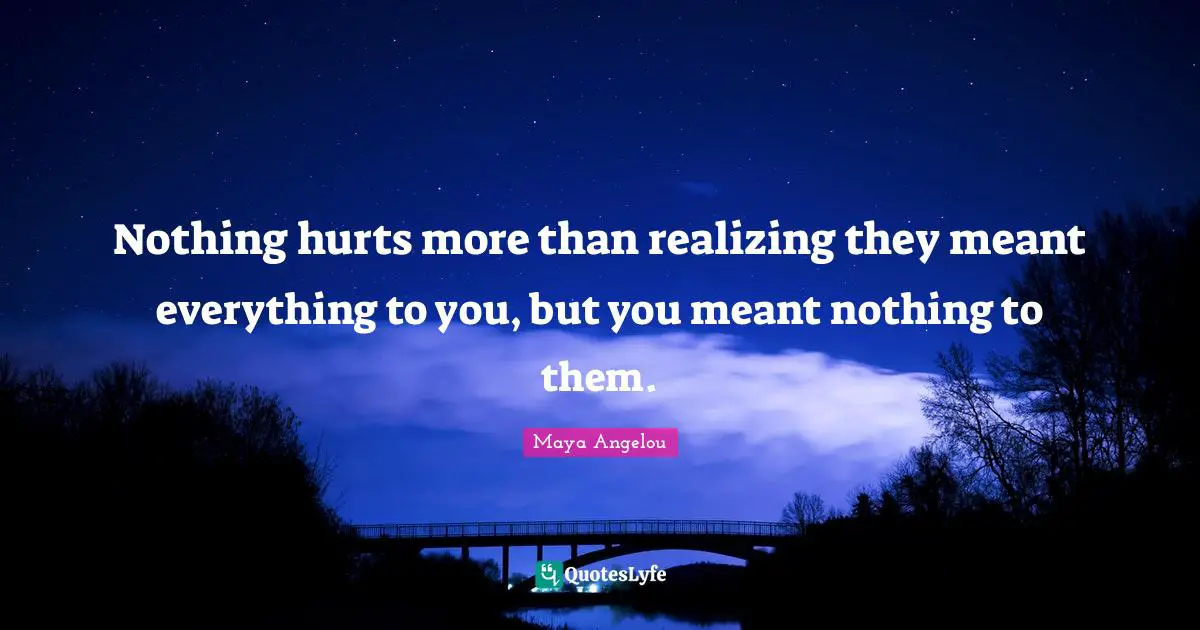 Nothing hurts more than realizing they meant everything to you, but you meant nothing to them.