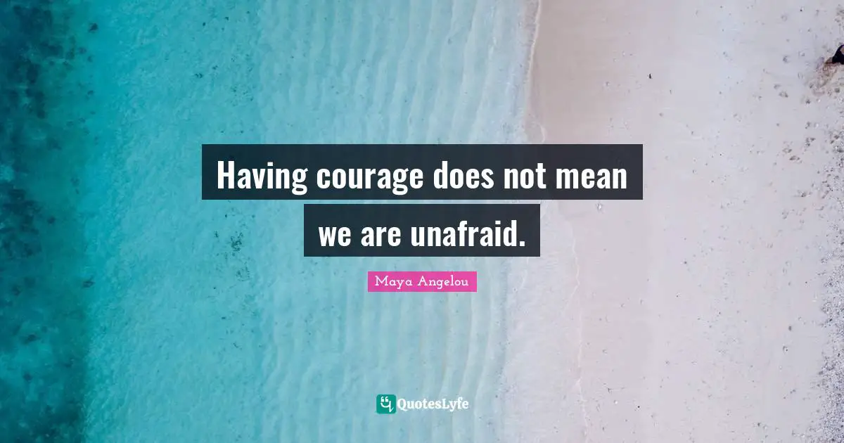 Unafraid Quotes: "Having courage does not mean we are unafraid."