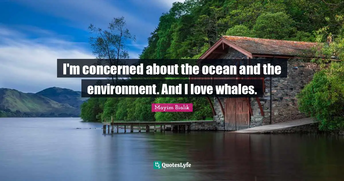 I'm concerned about the ocean and the environment. And I love whales.