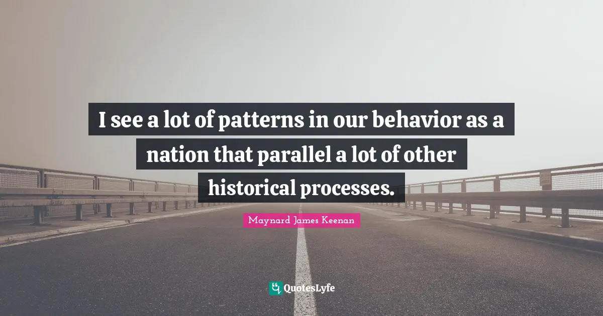 I see a lot of patterns in our behavior as a nation that parallel a lot of other historical processes.