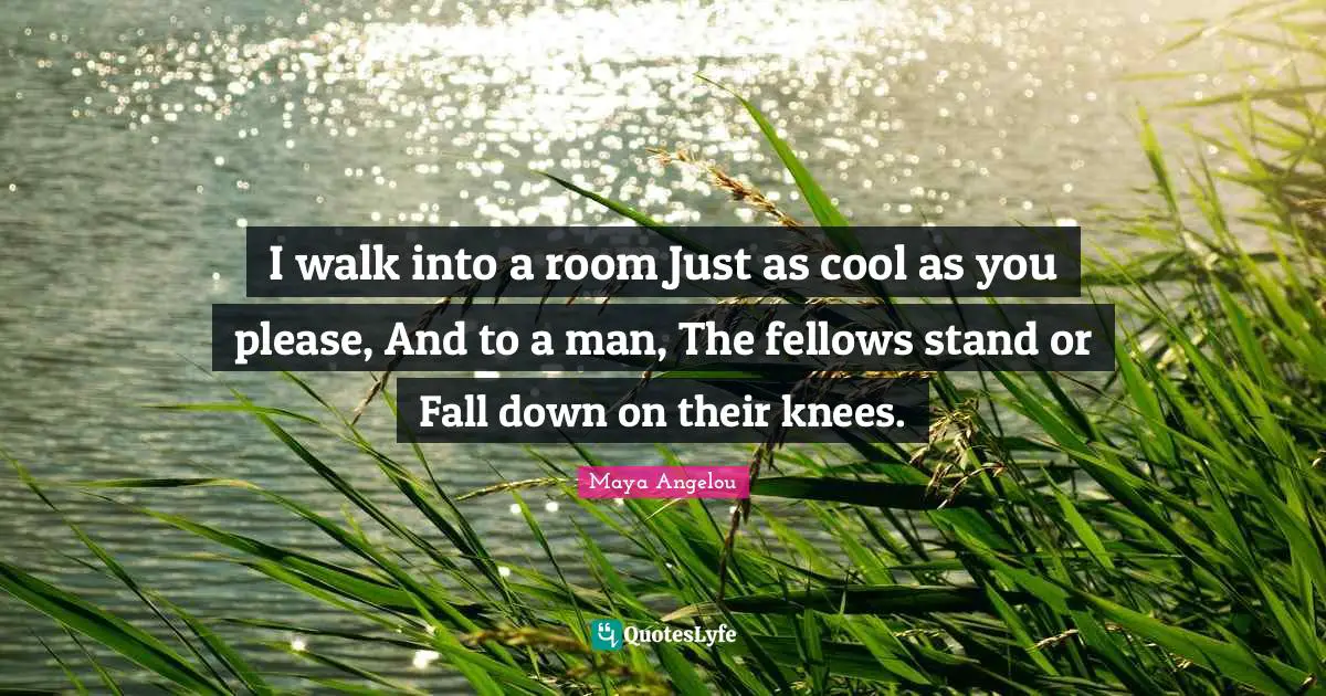 I walk into a room Just as cool as you please, And to a man, The fellows stand or Fall down on their knees.