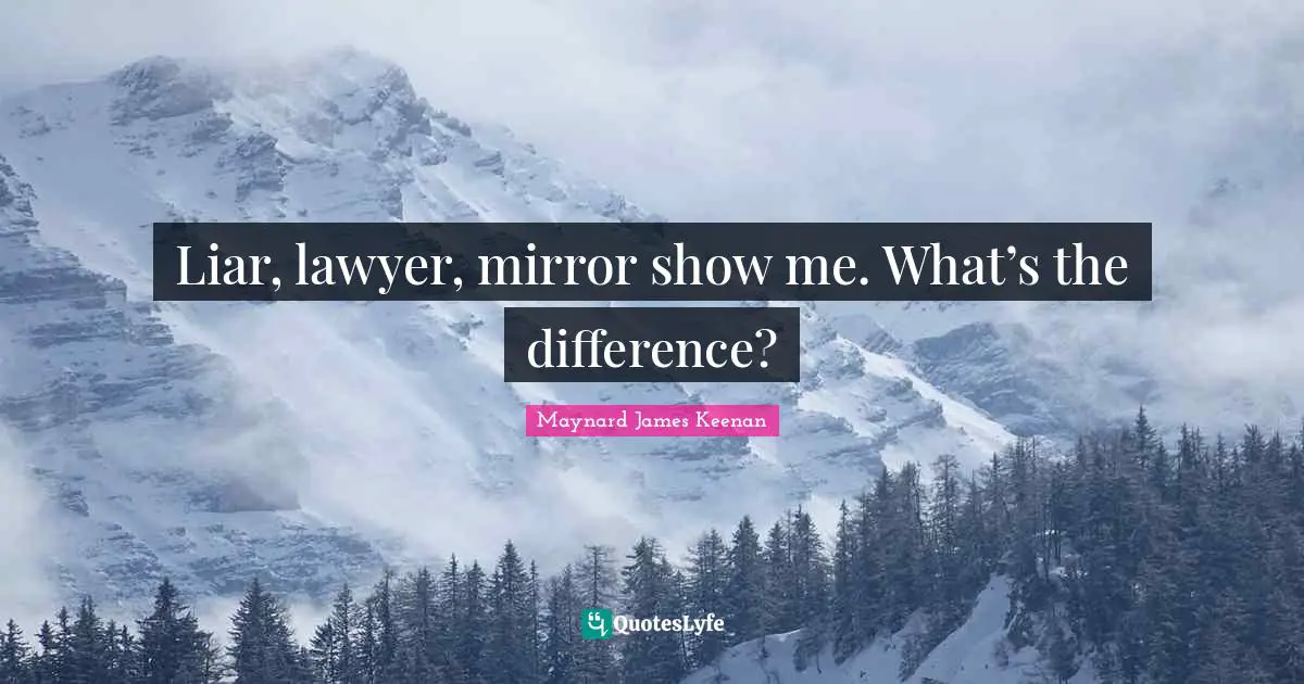 Maynard James Keenan Quotes: "Liar, lawyer, mirror show me. What’s the difference?"