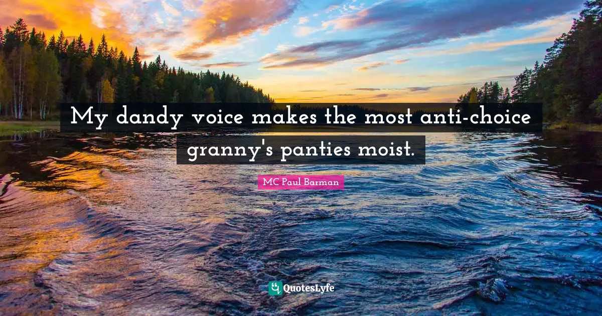 My dandy voice makes the most anti-choice granny's panties moist.