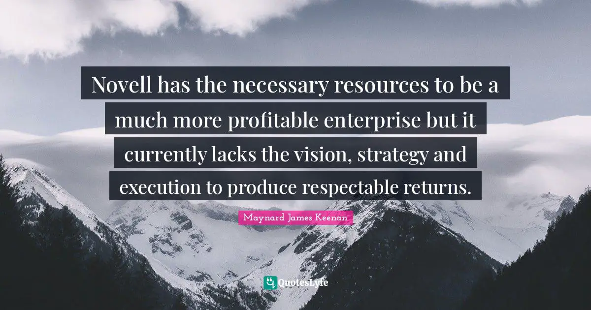 Respectable Quotes: "Novell has the necessary resources to be a much more profitable enterprise but it currently lacks the vision, strategy and execution to produce respectable returns."