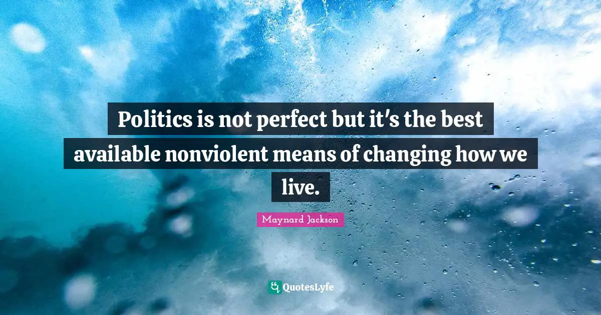 Politics is not perfect but it's the best available nonviolent means of changing how we live.