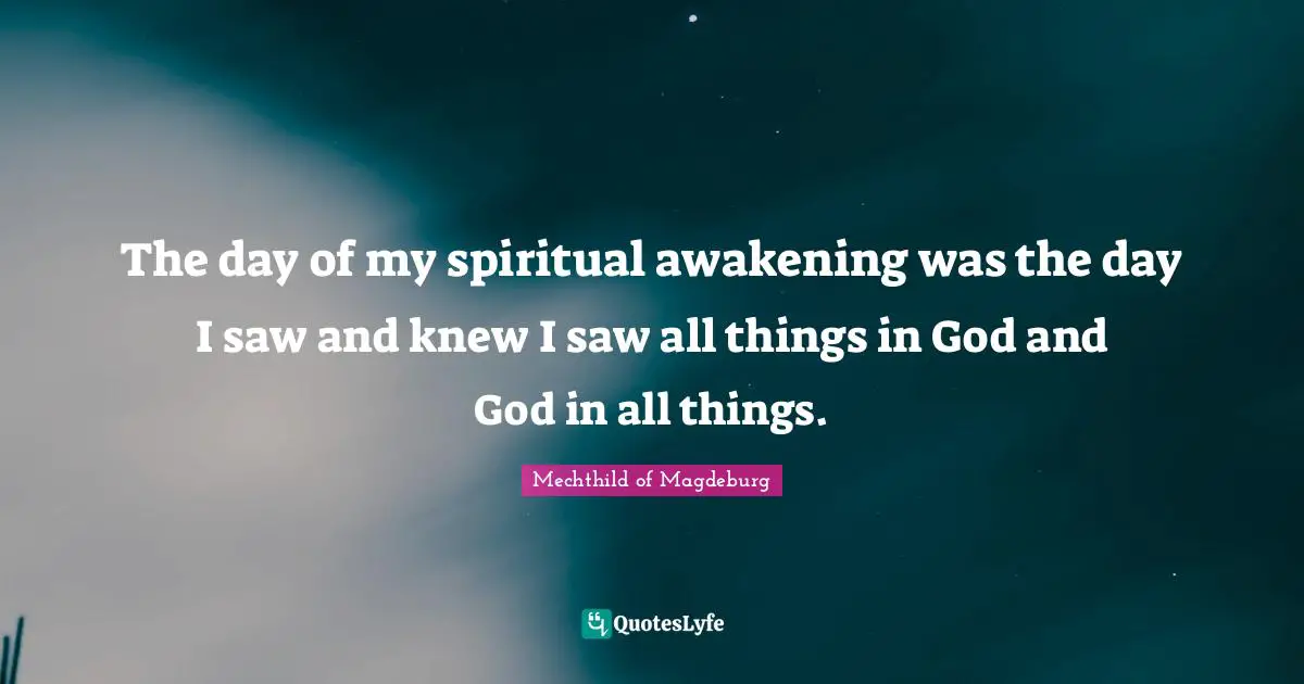 The day of my spiritual awakening was the day I saw and knew I saw all things in God and God in all things.
