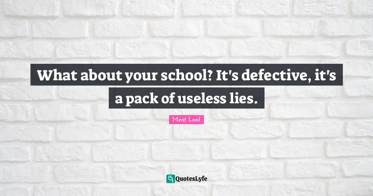 Defective Quotes: "What about your school? It's defective, it's a pack of useless lies."