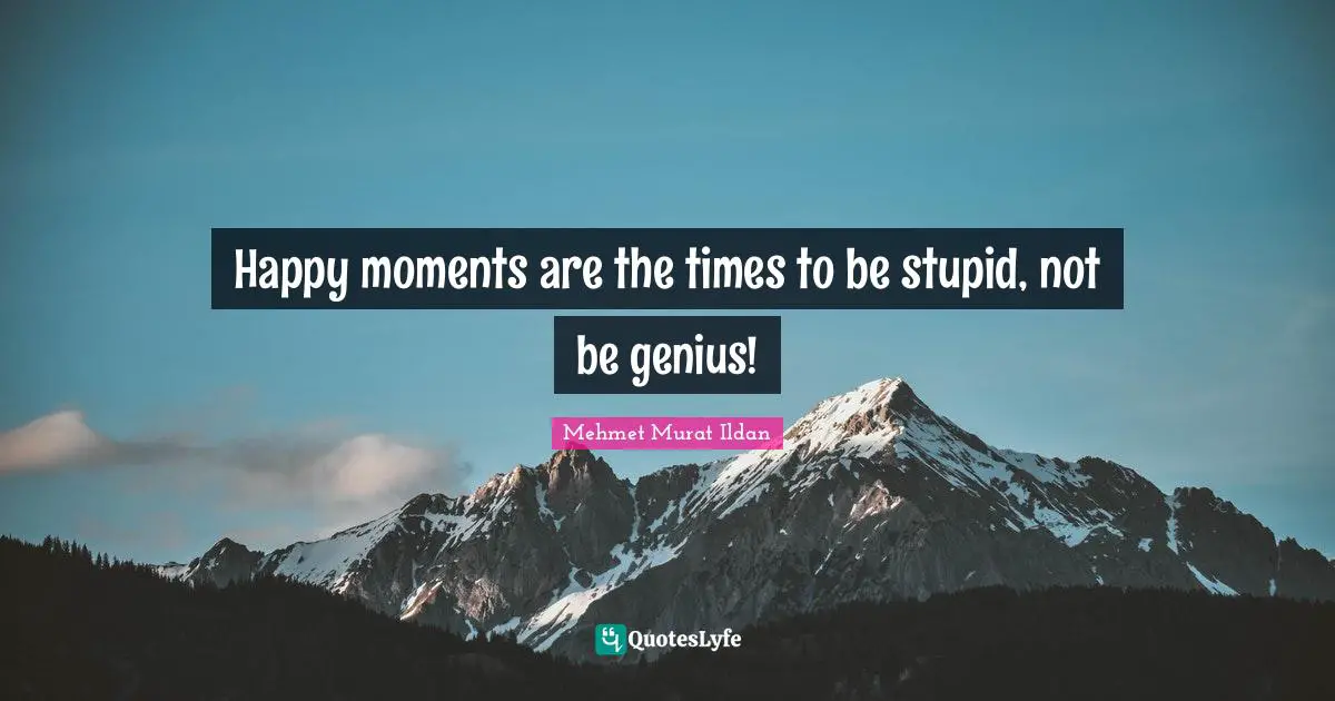 Happy moments are the times to be stupid, not be genius!