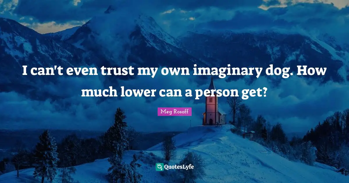 I can't even trust my own imaginary dog. How much lower can a person get?