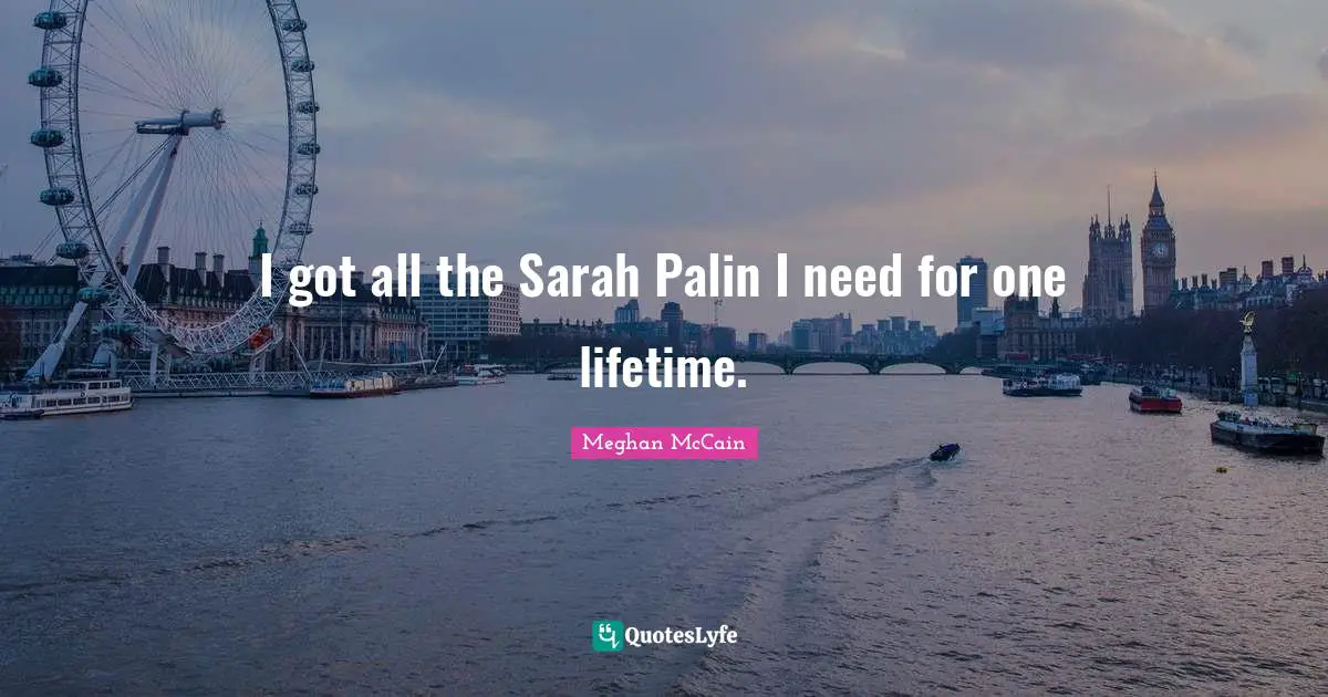 I got all the Sarah Palin I need for one lifetime.