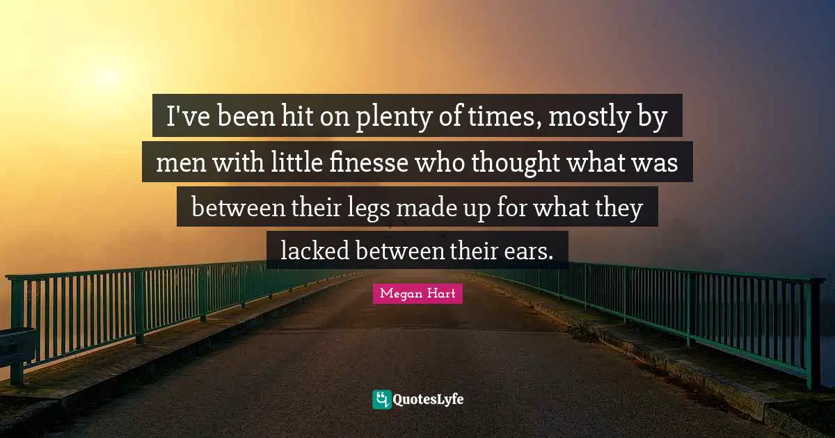 I've been hit on plenty of times, mostly by men with little finesse who thought what was between their legs made up for what they lacked between their ears.