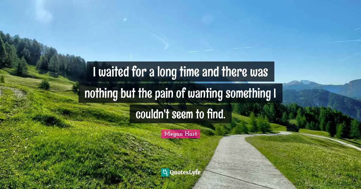 I waited for a long time and there was nothing but the pain of wanting something I couldn't seem to find.