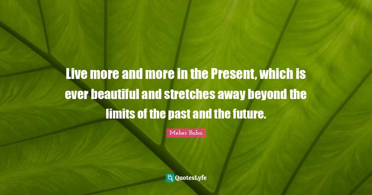Live more and more in the Present, which is ever beautiful and stretches away beyond the limits of the past and the future.