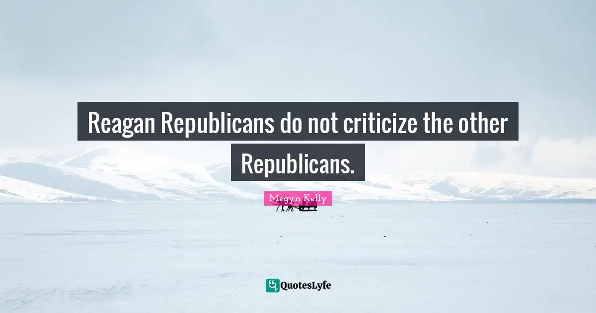 Reagan Republicans do not criticize the other Republicans.