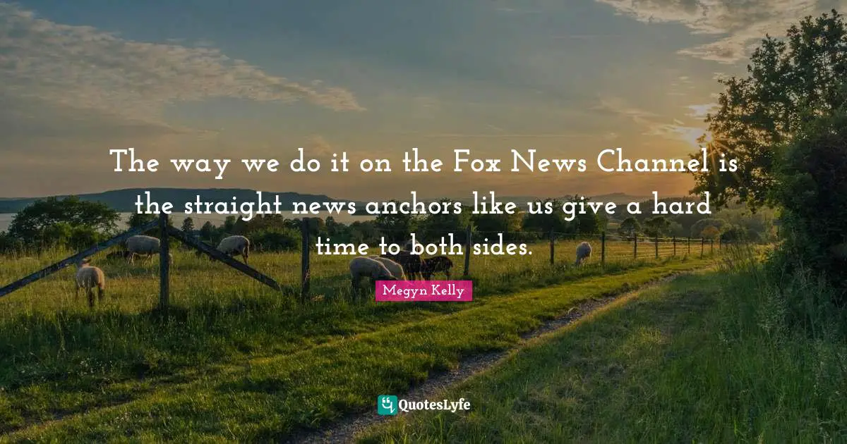 The way we do it on the Fox News Channel is the straight news anchors like us give a hard time to both sides.