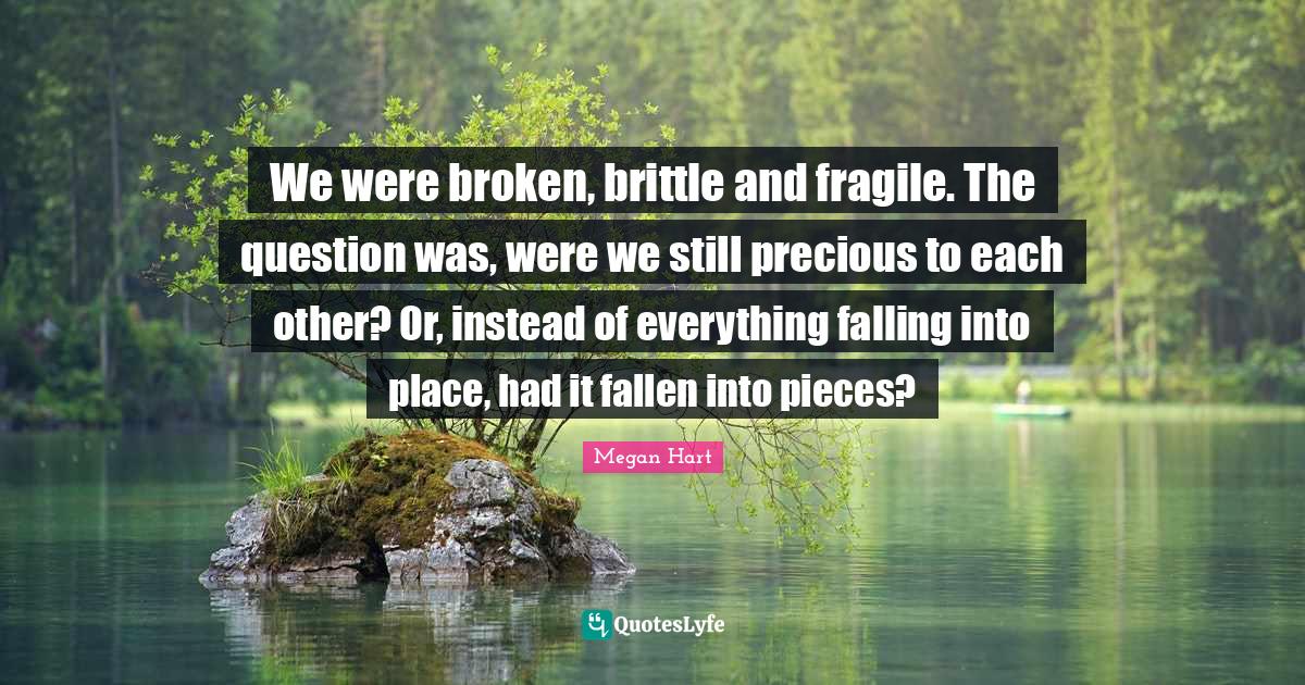 We were broken, brittle and fragile. The question was, were we still p