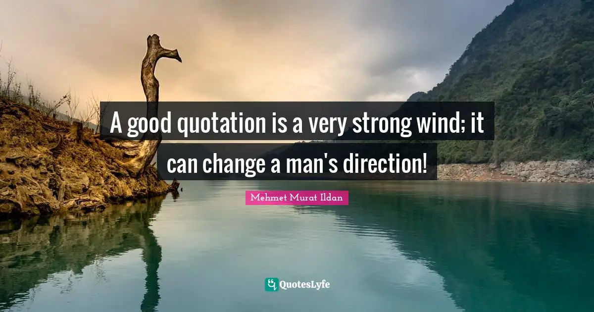 A good quotation is a very strong wind; it can change a man's direction!