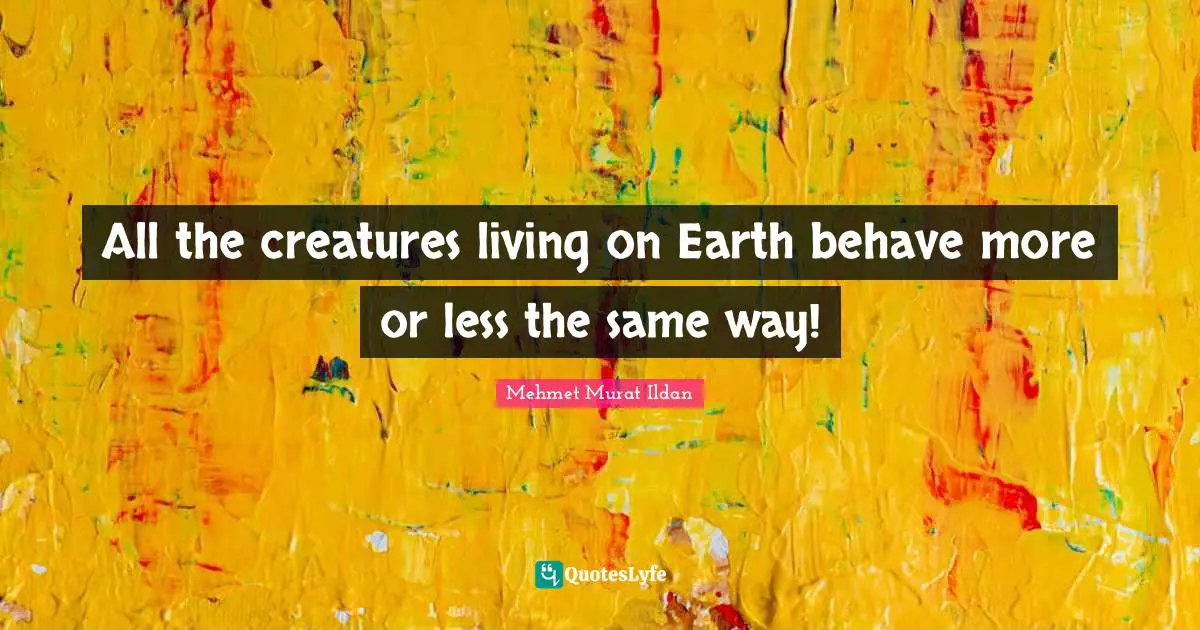All the creatures living on Earth behave more or less the same way!