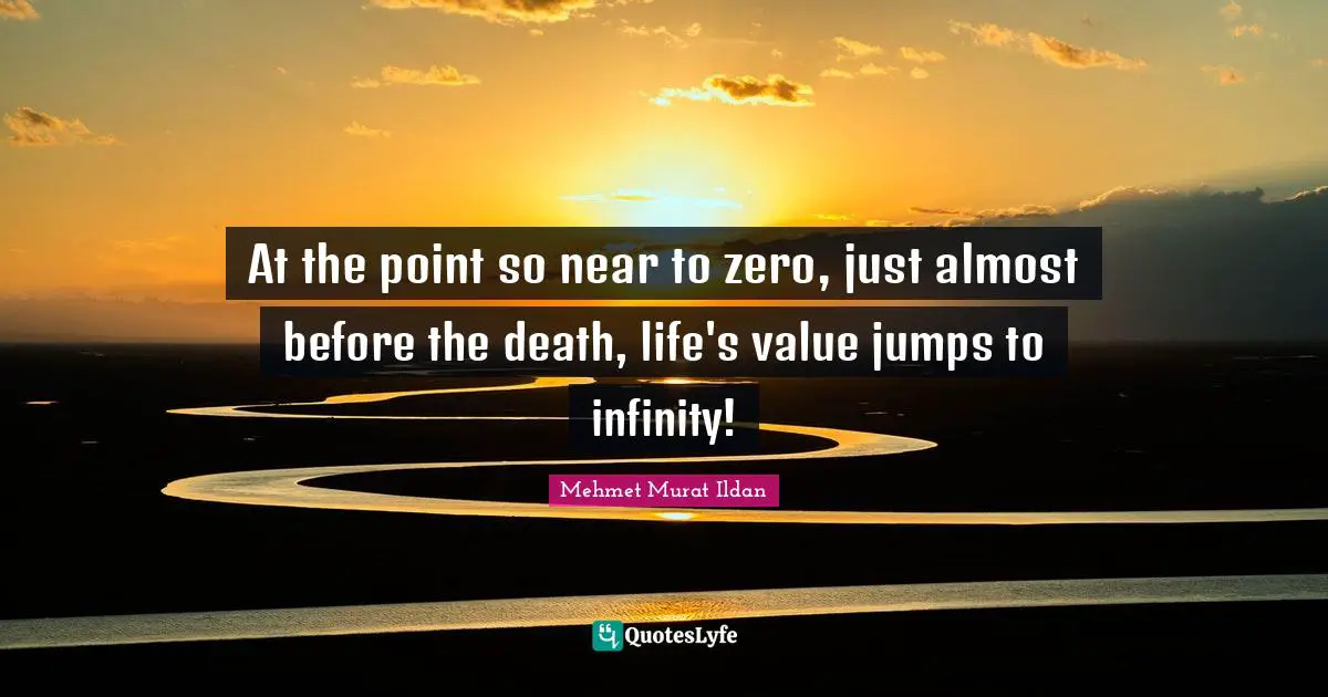 At the point so near to zero, just almost before the death, life's value jumps to infinity!