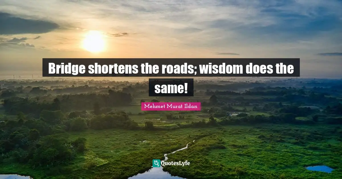 Bridge shortens the roads; wisdom does the same!
