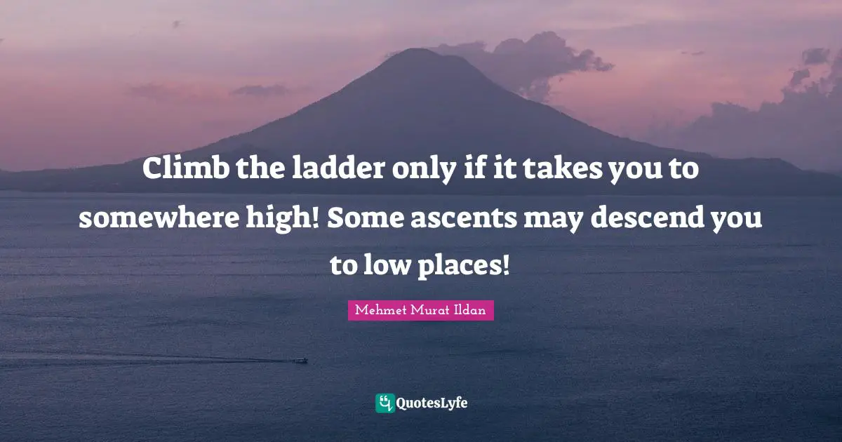Climb the ladder only if it takes you to somewhere high! Some ascents may descend you to low places!