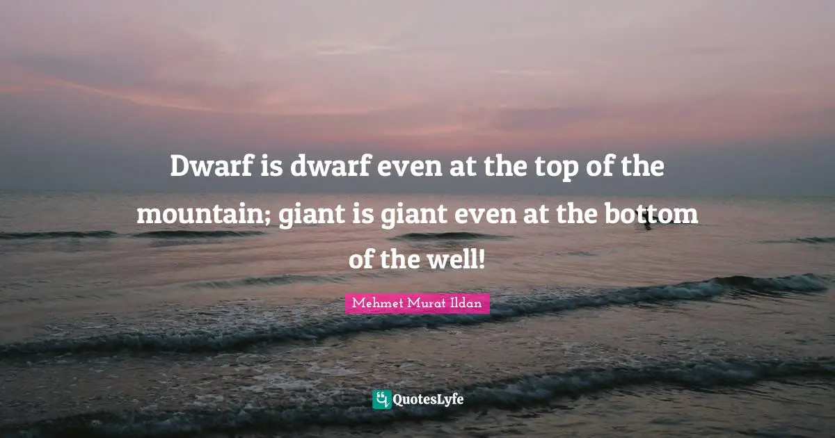 Dwarves Quotes: "Dwarf is dwarf even at the top of the mountain; giant is giant even at the bottom of the well!"