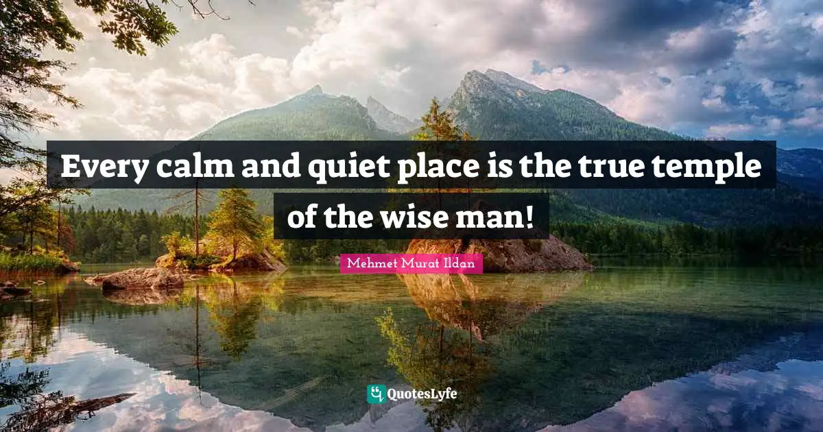 Every calm and quiet place is the true temple of the wise man!