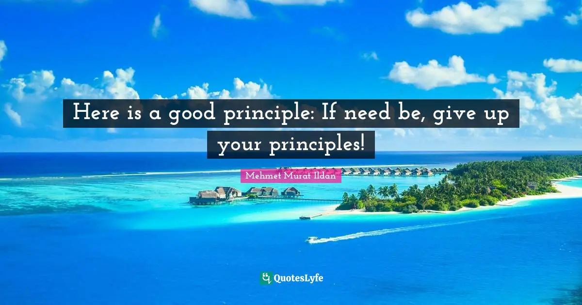 Here is a good principle: If need be, give up your principles!