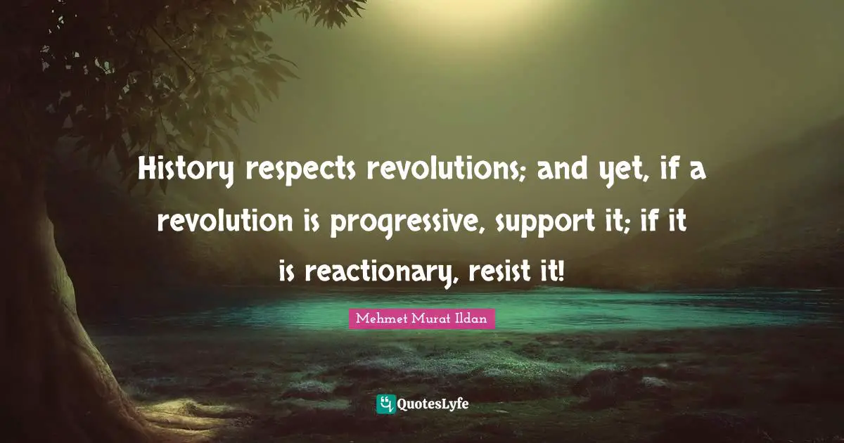 History respects revolutions; and yet, if a revolution is progressive, support it; if it is reactionary, resist it!