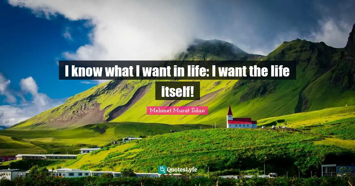 I know what I want in life: I want the life itself!