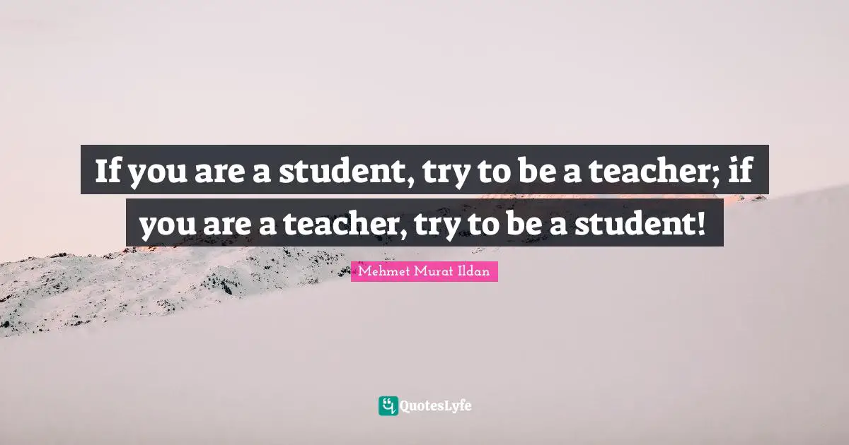 If you are a student, try to be a teacher; if you are a teacher, try to be a student!