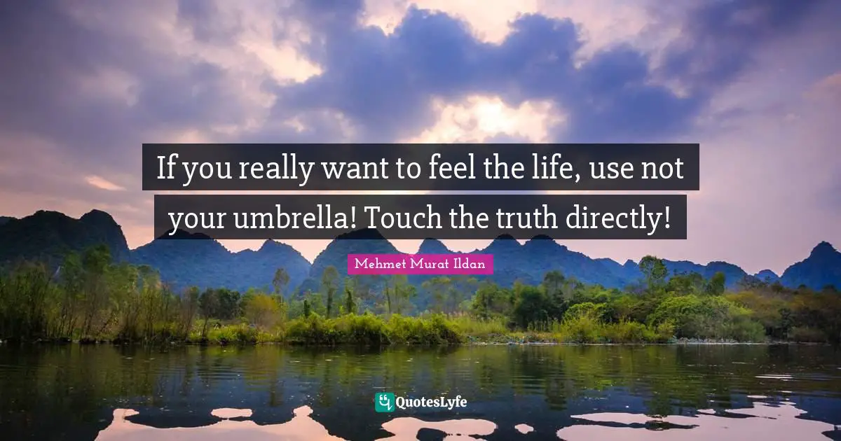 If you really want to feel the life, use not your umbrella! Touch the truth directly!