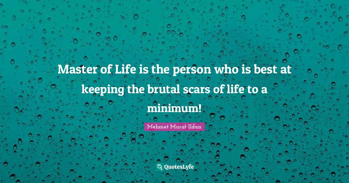Master of Life is the person who is best at keeping the brutal scars of life to a minimum!