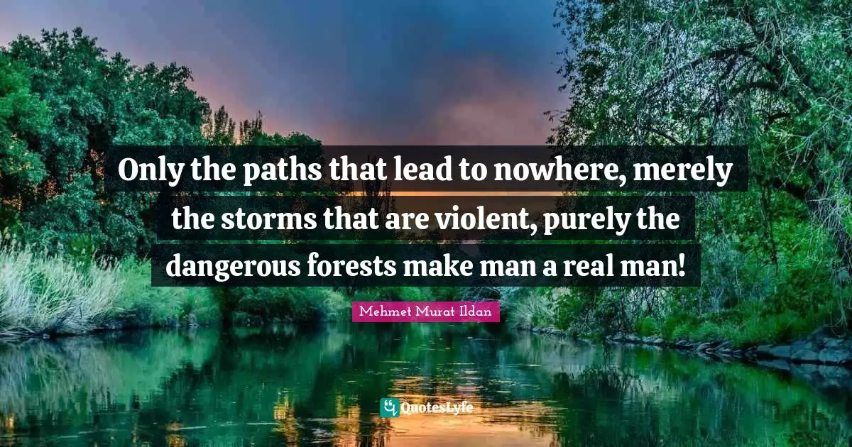 Only the paths that lead to nowhere, merely the storms that are violent, purely the dangerous forests make man a real man!
