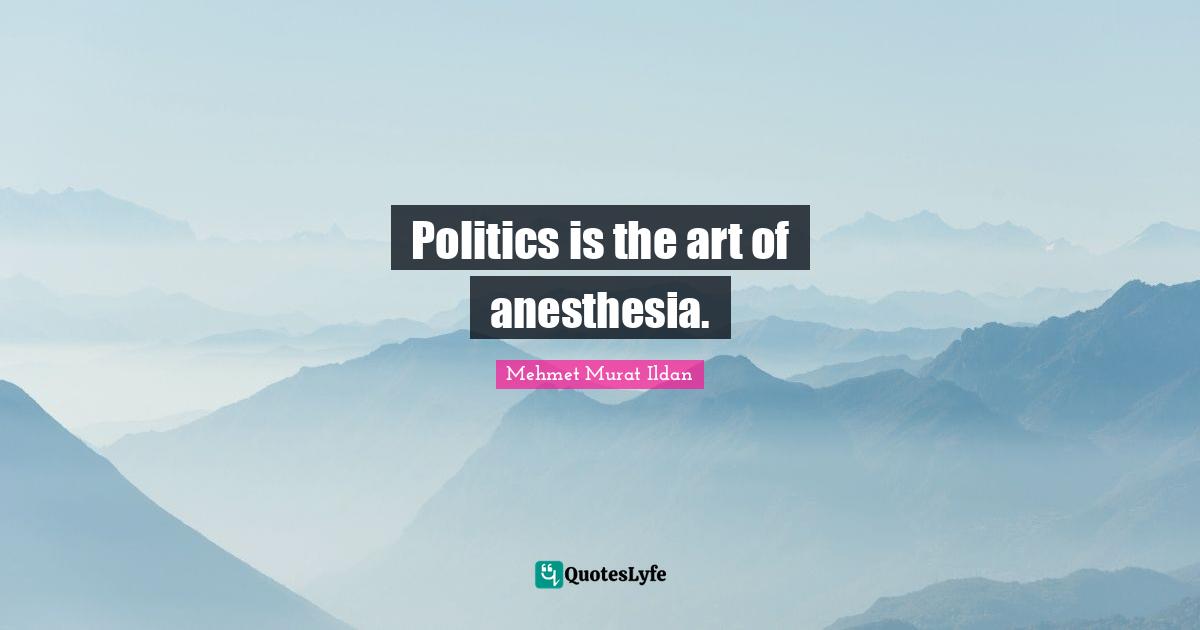 Politics is the art of anesthesia.